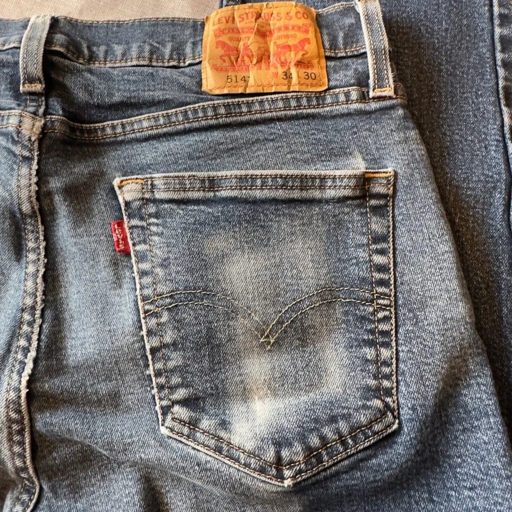 Levis 514 Straight Fit Jeans Mens 34x30 Medium Wash Blue Stretch Denim Utility